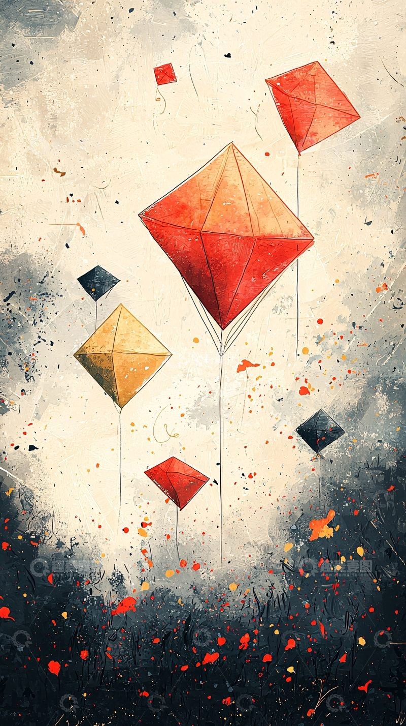 高清大图下载【趣麦麦图】抽象几何风筝