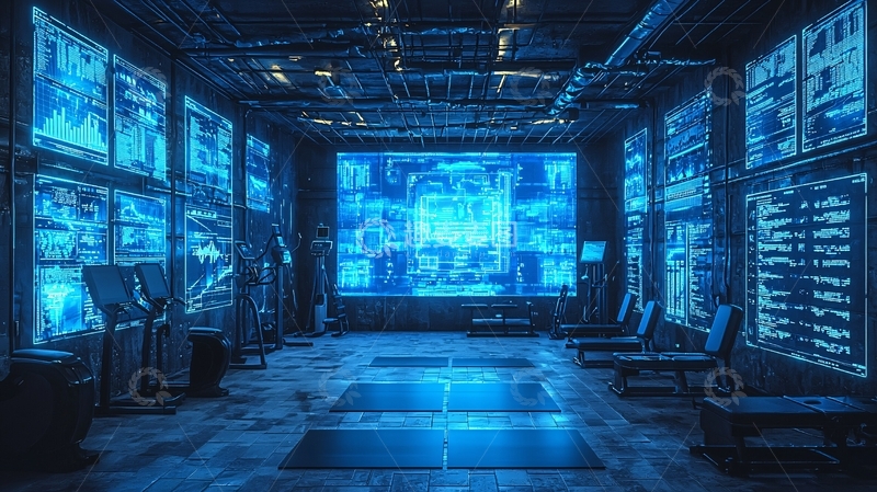 高清大图下载【趣麦麦图】蓝光科技感监控室