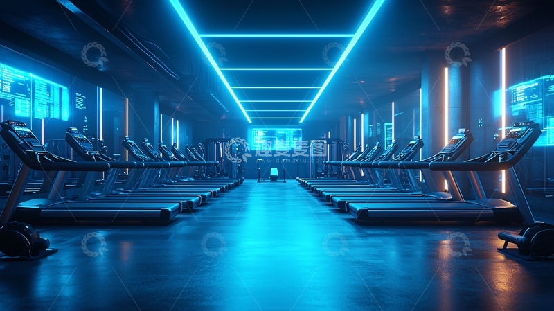 高清大图下载【趣麦麦图】未来科技感健身房