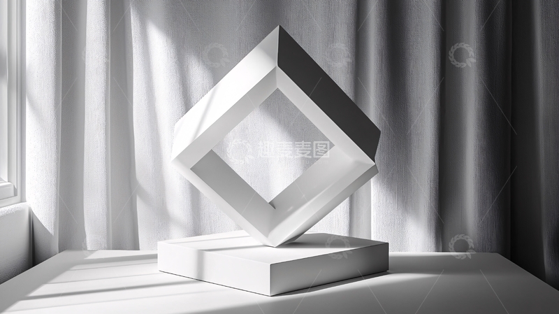高清大图下载【趣麦麦图】极简白色几何雕塑
