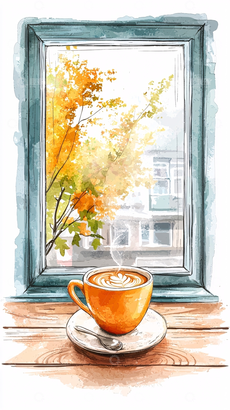 高清大图下载【趣麦麦图】秋日暖阳咖啡窗景