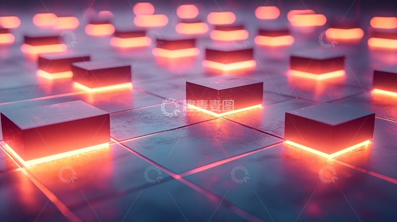 高清大图下载【趣麦麦图】发光立方体排列