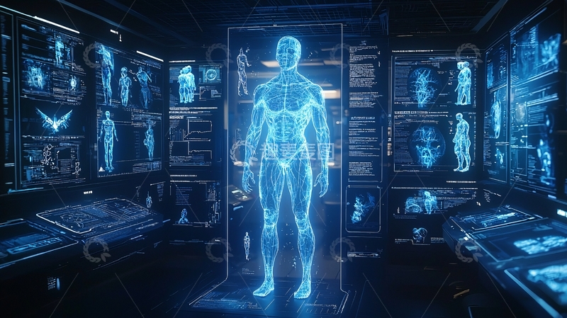 高清大图下载【趣麦麦图】蓝色人体模型