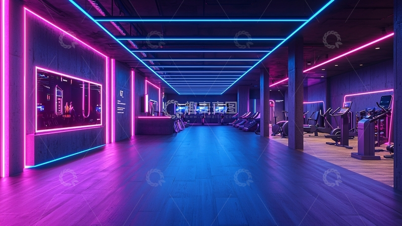 高清大图下载【趣麦麦图】-炫酷霓虹灯健身房