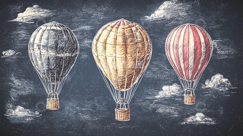 高清大图下载【趣麦麦图】三个热气球手绘图