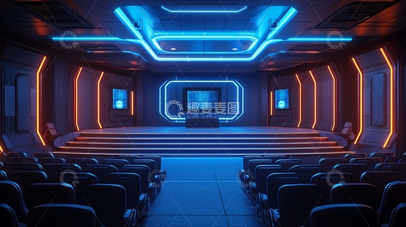 高清大图下载【趣麦麦图】未来科技感会议室