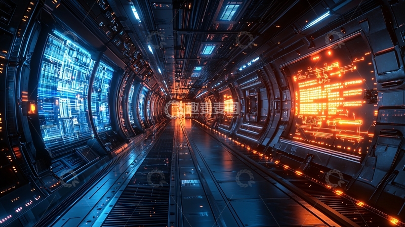 高清大图下载【趣麦麦图】科幻飞船内部走廊