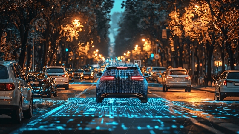 高清大图下载【趣麦麦图】夜晚城市道路车辆行驶