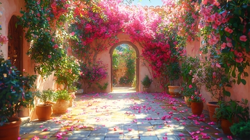 梦幻花藤拱门庭院