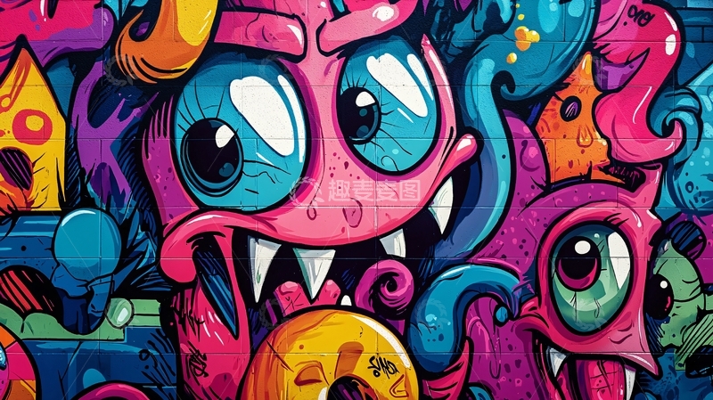 高清大图下载【趣麦麦图】多彩怪诞涂鸦卡通怪物