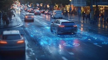 雨夜城市道路自动驾驶汽车