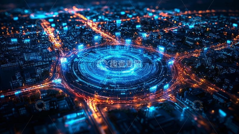 高清大图下载【趣麦麦图】夜幕下的科技感城市