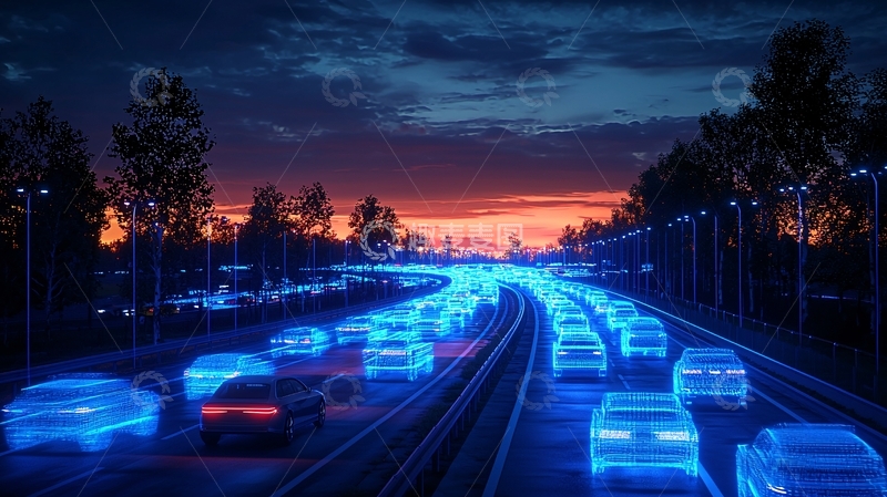 高清大图下载【趣麦麦图】夜景高速公路车流