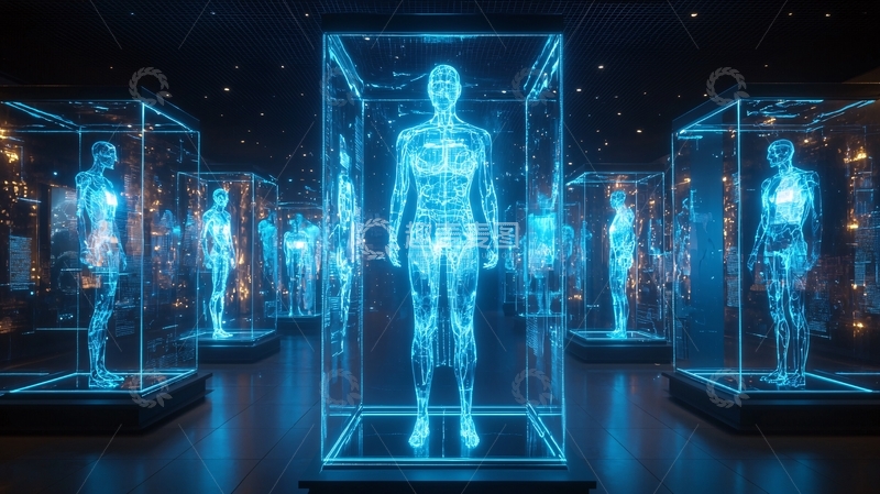 高清大图下载【趣麦麦图】透明玻璃箱人体模型