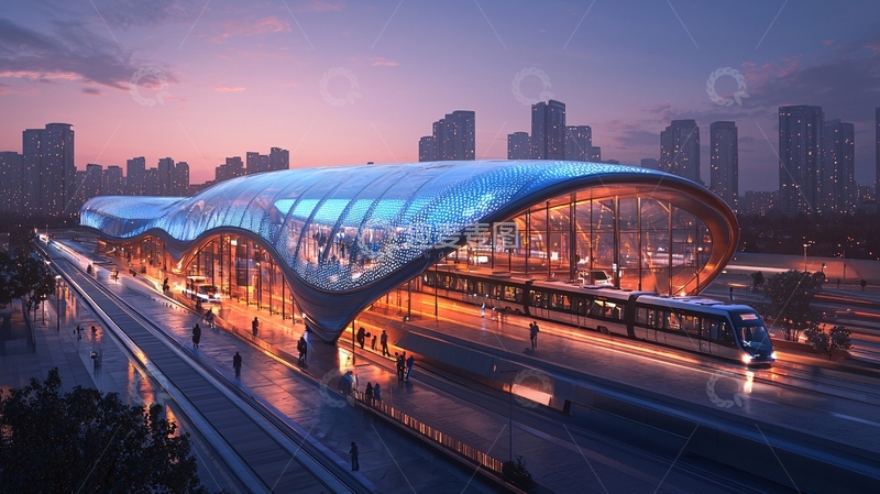 高清大图下载【趣麦麦图】未来科技感轻轨车站