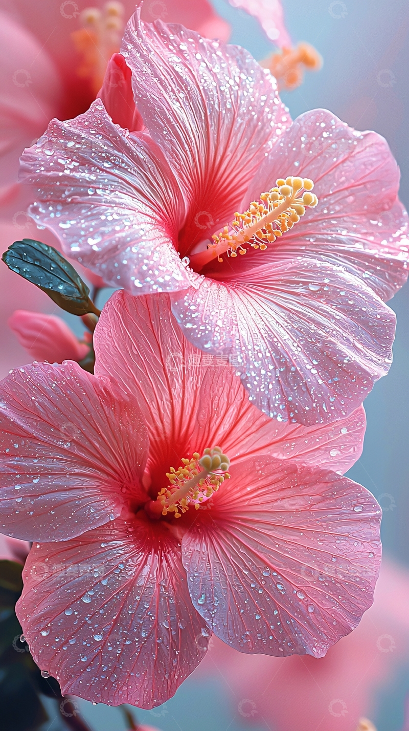 高清大图下载【趣麦麦图】粉红色芙蓉花高清特写