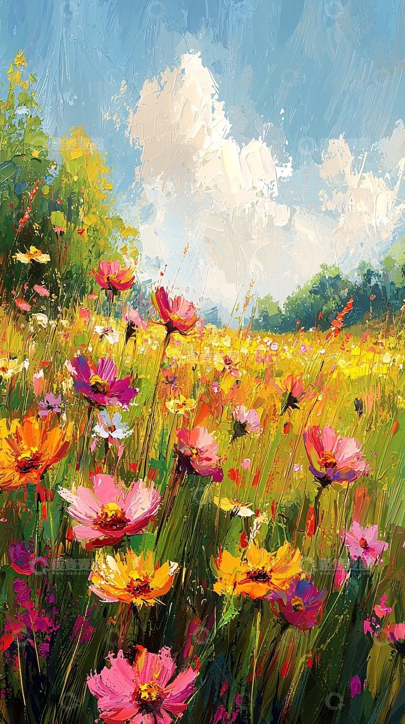 高清大图下载【趣麦麦图】油画风格花田风景