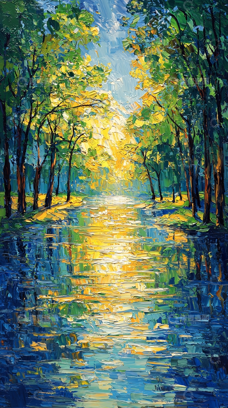 高清大图下载【趣麦麦图】阳光洒落林间小溪