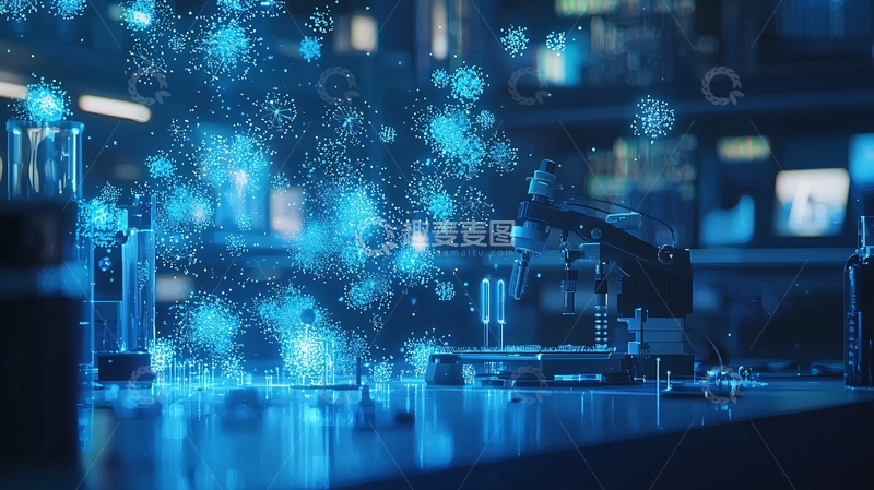 高清大图下载【趣麦麦图】蓝色实验室粒子特效