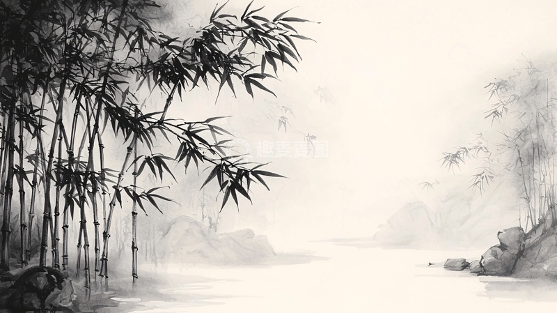 高清大图下载【趣麦麦图】水墨画竹林