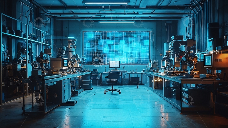 高清大图下载【趣麦麦图】蓝色科技感监控室