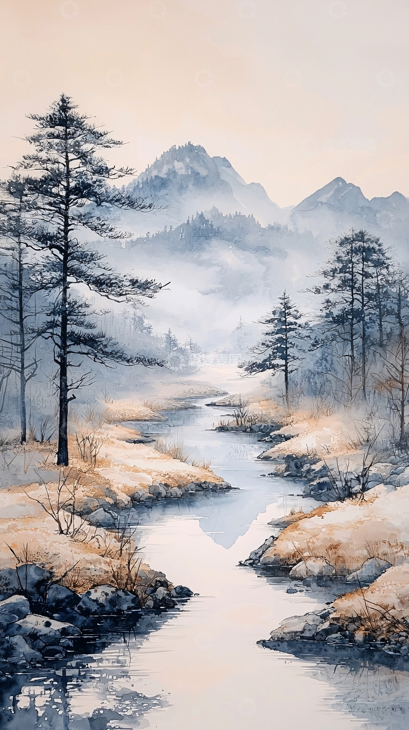 高清大图下载【趣麦麦图】水墨画山水