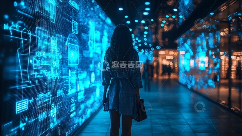 高清大图下载【趣麦麦图】蓝色科技感背景墙