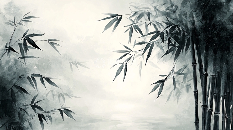 高清大图下载【趣麦麦图】水墨画竹林