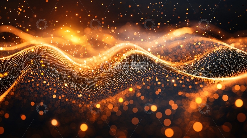 高清大图下载【趣麦麦图】金色粒子波浪