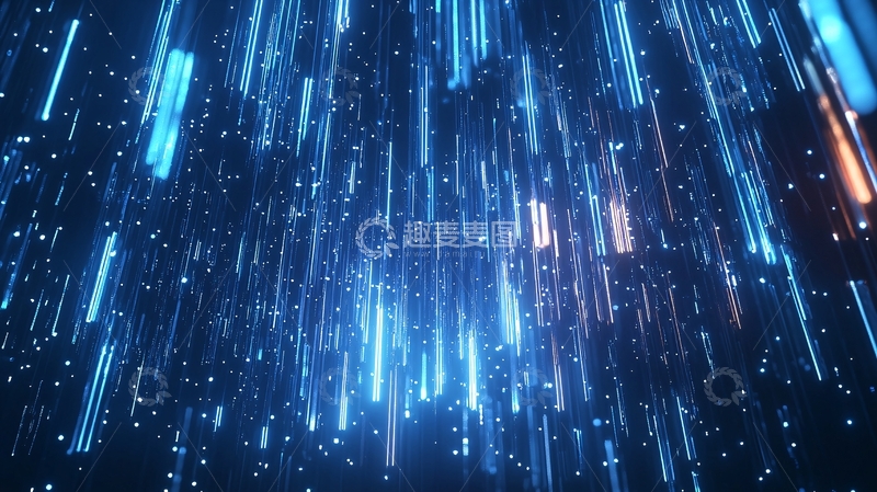 高清大图下载【趣麦麦图】蓝色光线雨