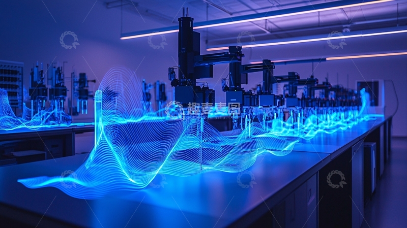 高清大图下载【趣麦麦图】蓝色光波实验室