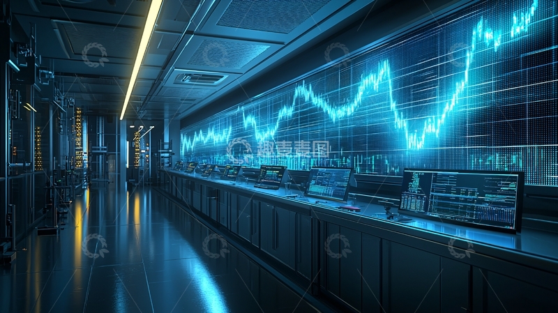 高清大图下载【趣麦麦图】科技感金融交易室