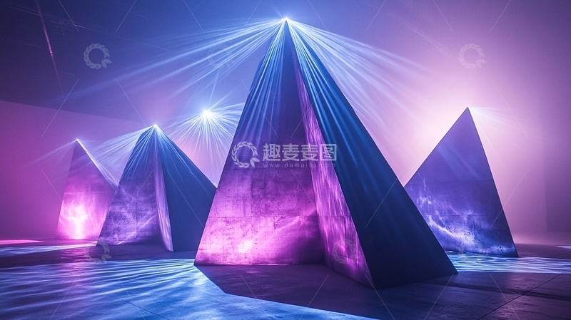 高清大图下载【趣麦麦图】紫色激光金字塔