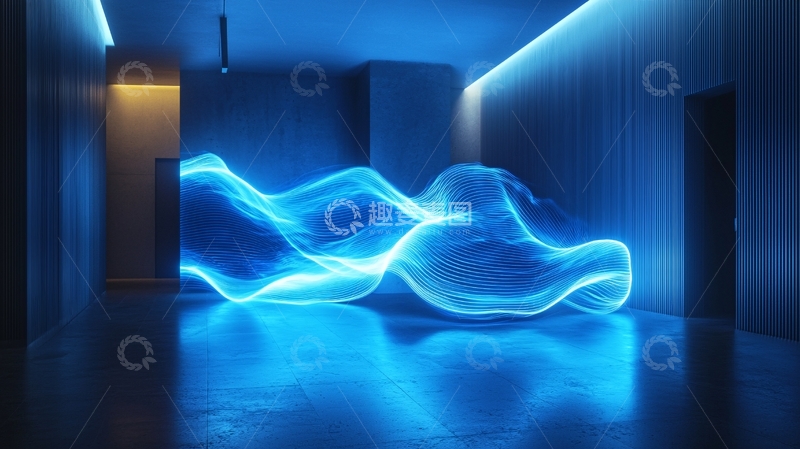 高清大图下载【趣麦麦图】蓝色能量光波