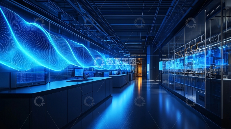 高清大图下载【趣麦麦图】科技感蓝色走廊