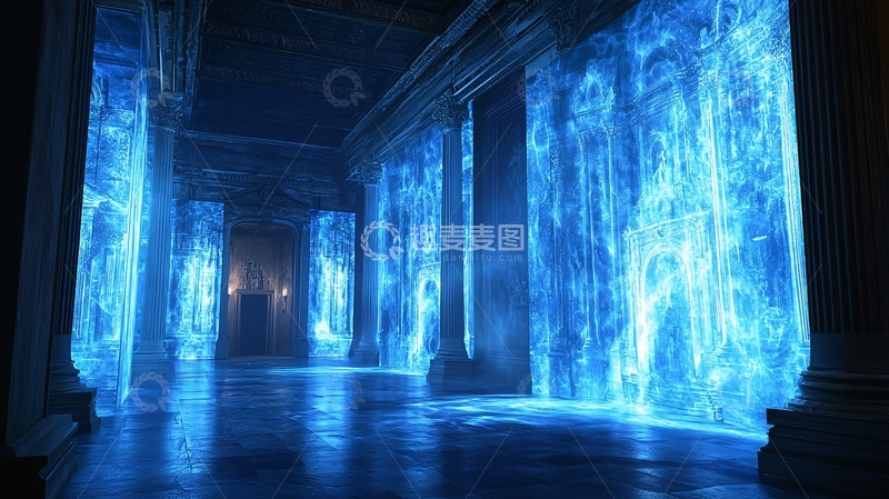 高清大图下载【趣麦麦图】蓝色能量走廊