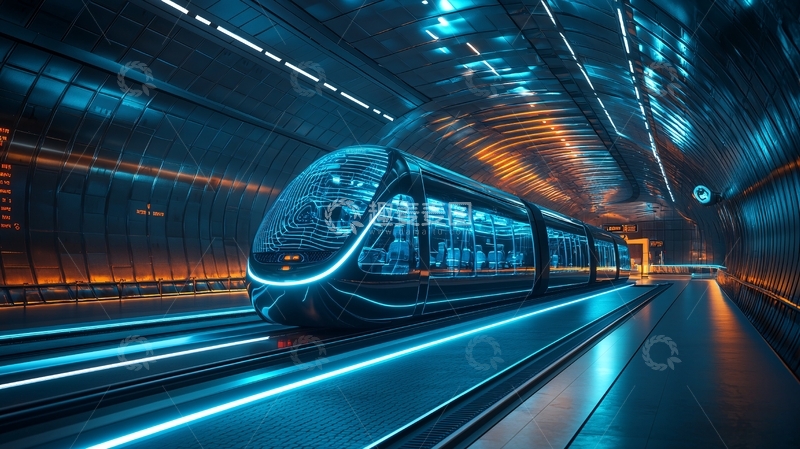 高清大图下载【趣麦麦图】未来科技感地铁列车