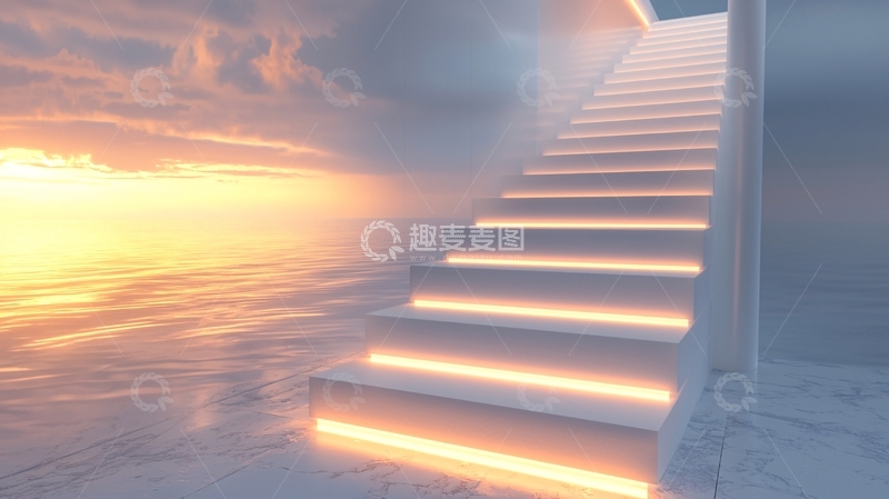 高清大图下载【趣麦麦图】云端阶梯