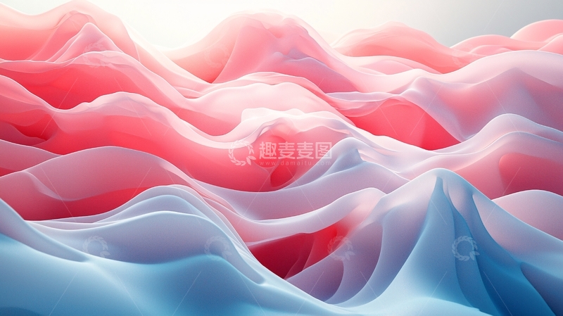 高清大图下载【趣麦麦图】粉色蓝色丝绸质感