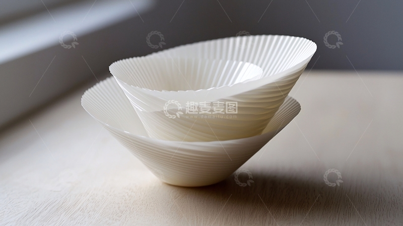 高清大图下载【趣麦麦图】堆叠的白色陶瓷碗