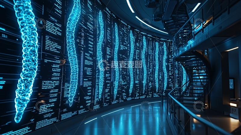 高清大图下载【趣麦麦图】蓝色科技感数据走廊