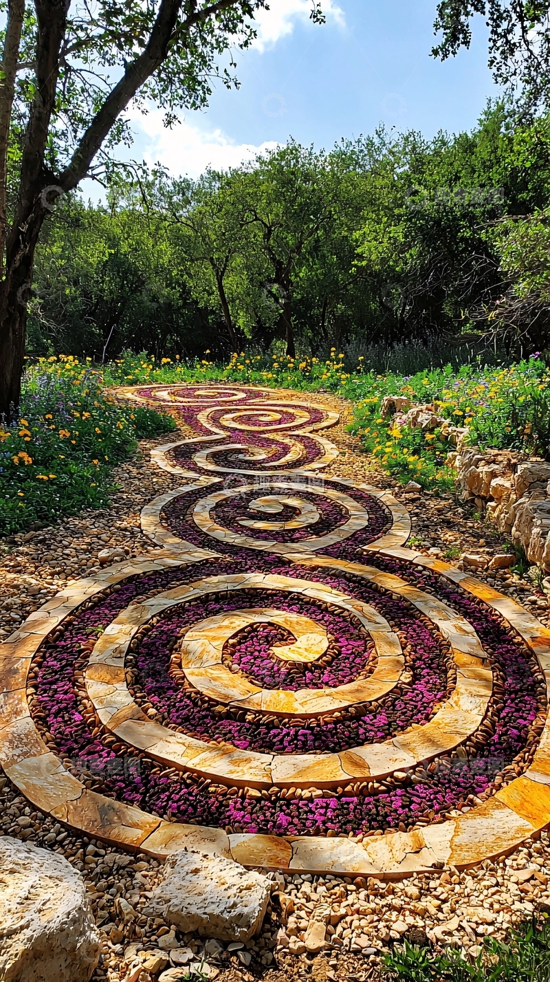 高清大图下载【趣麦麦图】花园小径螺旋图案