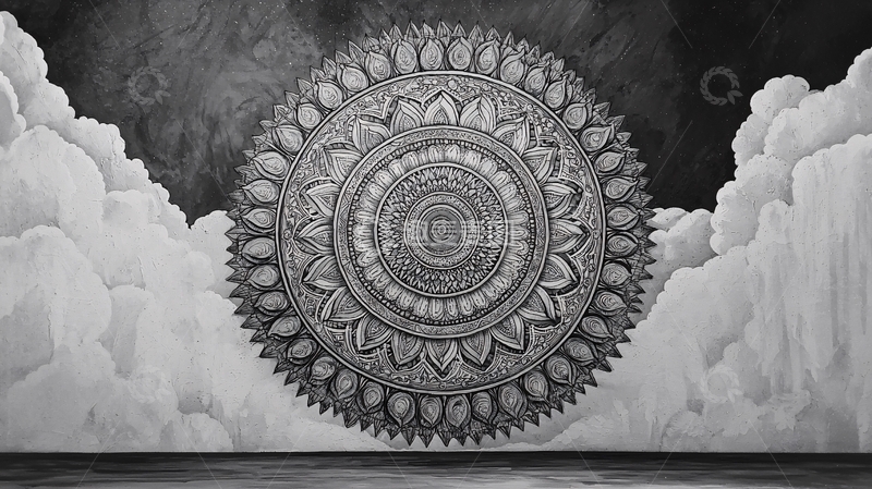 高清大图下载【趣麦麦图】黑白曼陀罗云海图