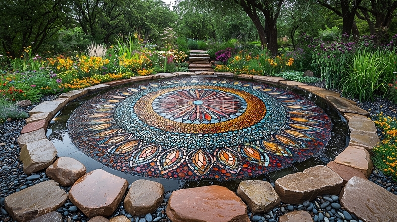 高清大图下载【趣麦麦图】花园水景马赛克图案