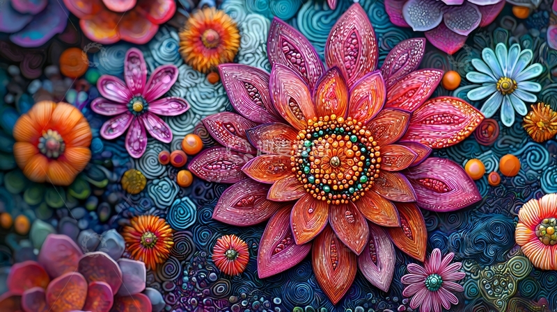 高清大图下载【趣麦麦图】彩色粘土花朵艺术