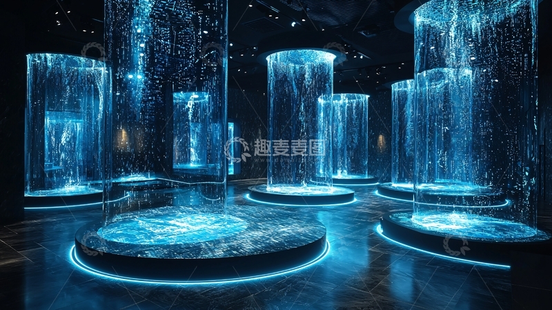 高清大图下载【趣麦麦图】蓝色水幕