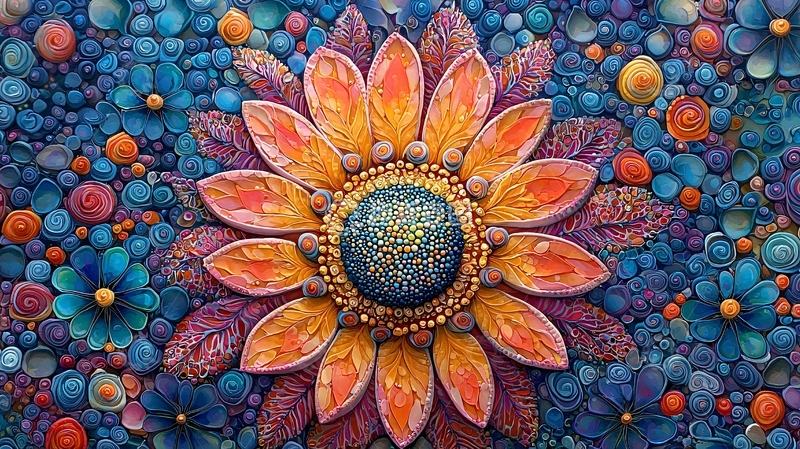 高清大图下载【趣麦麦图】彩色粘土花朵拼贴