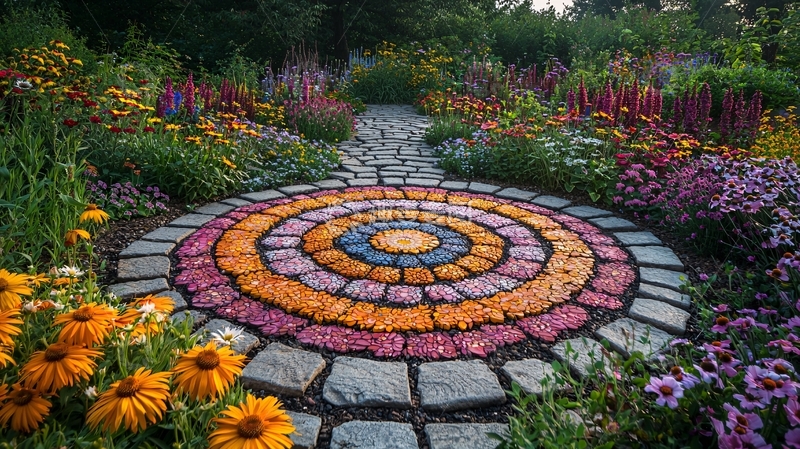 高清大图下载【趣麦麦图】花园彩色石子路