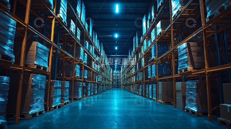 高清大图下载【趣麦麦图】大型仓库内部货架