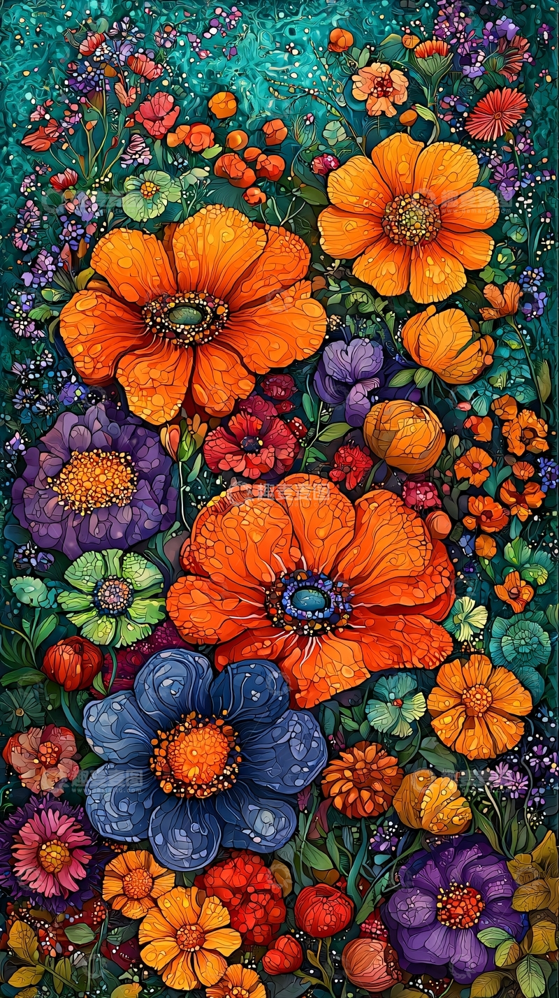 高清大图下载【趣麦麦图】色彩鲜艳的花卉图案